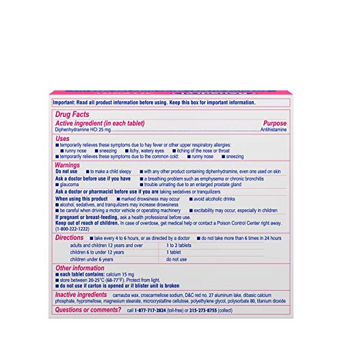 Benadryl Ultratabs Antihistamine Allergy Relief Tablets, Diphenhydramine HCl ...