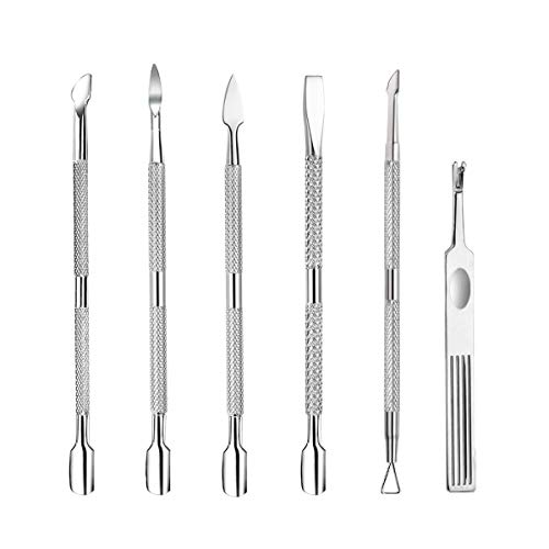 6PCS Cuticle Pusher Set, Stainless Steel Cuticle Remover Kit, Cutter and Trim...