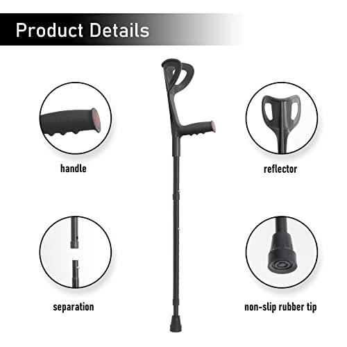 BeneCane Crutches Lightweight Arm Crutches Adjustable Forearm Crutch Ergonomi...