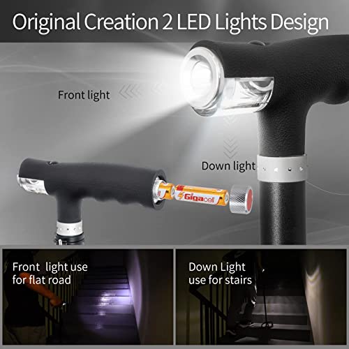 BeneCane Quad Cane Walking Cane with Two Led Lights with Big Base T Handle＆L...