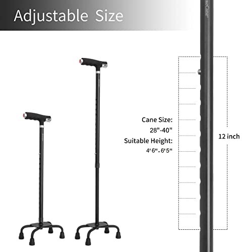 BeneCane Quad Cane Walking Cane with Two Led Lights with Big Base T Handle＆L...