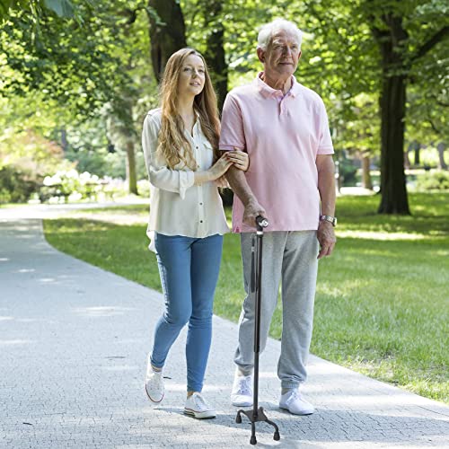 BeneCane Quad Cane Walking Cane with Two Led Lights with Big Base T Handle＆L...