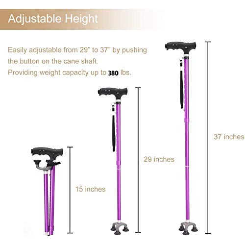 BeneCane Walking Cane Adjustable Cane Flexible Walking Cane - with The LED Li...
