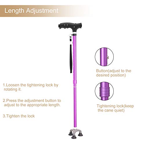 BeneCane Walking Cane Adjustable Cane Flexible Walking Cane - with The LED Li...