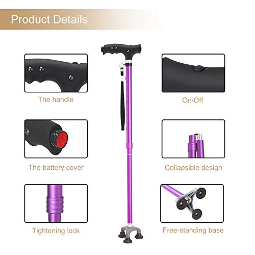 BeneCane Walking Cane Adjustable Cane Flexible Walking Cane - with The LED Li...