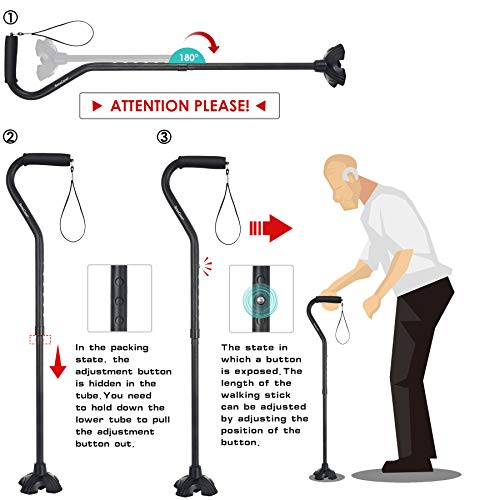 BeneCane Walking Cane Adjustable Cane with Offset Soft Cushioned Handle Light...