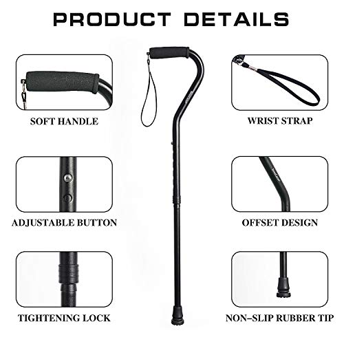 BeneCane Walking Cane for Men & Women Adjustable Cane with Offset Soft Cushio...