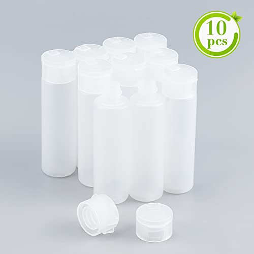 BENECREAT 10 Pack 18ml 0.6oz Plastic Squeeze Flip Cap Bottle Refillable Sampl...