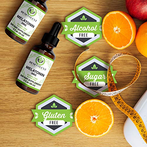 Benevolent Natural Melatonin Liquid 3mg - Nighttime Sleeping Aid for Adults E...