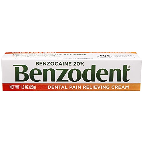Benzodent Dental Pain Relieving Cream Topical Anesthetic, 1 Ounce Tube