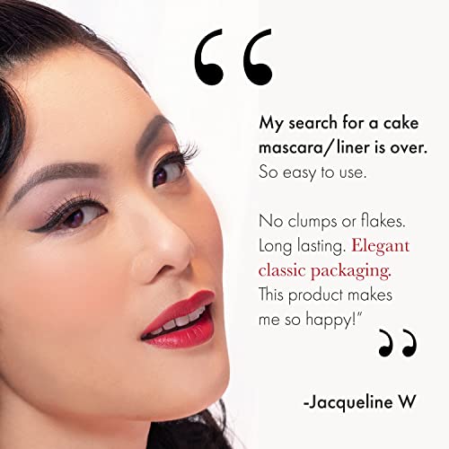 Besame Cosmetics | Cake Mascara Black - 1920 | 3-in-1 Eye Makeup - Mascara, E...