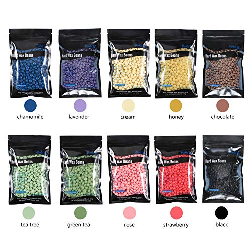 Hard Wax Beads for Hair Removal,10 Colors Hard Wax Beans 2.2lb,Bulk Wax Pearl...