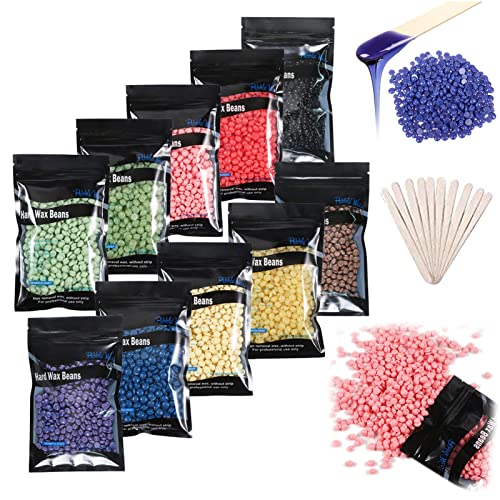 Hard Wax Beads for Hair Removal,10 Colors Hard Wax Beans 2.2lb,Bulk Wax Pearl...