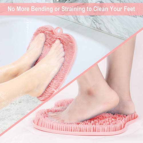 BESKAR Larger Shower Foot Scrubber Mat with Non-Slip Suction Cups- Cleans, Sm...