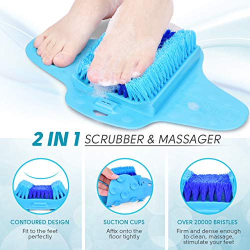 BESKAR Shower Foot Scrubber with Pumice Stone, Foot Clean, Smooth, Exfoliate ...