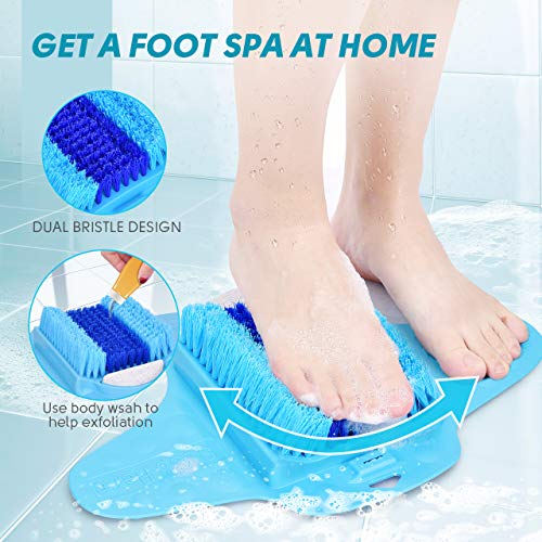 BESKAR Shower Foot Scrubber with Pumice Stone, Foot Clean, Smooth, Exfoliate ...