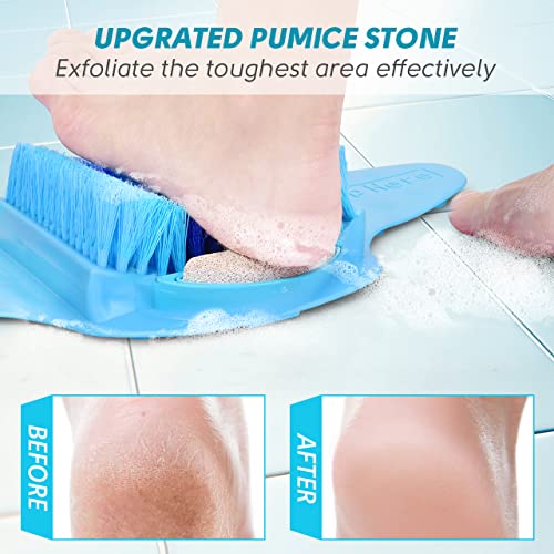 BESKAR Shower Foot Scrubber with Pumice Stone, Foot Clean, Smooth, Exfoliate ...