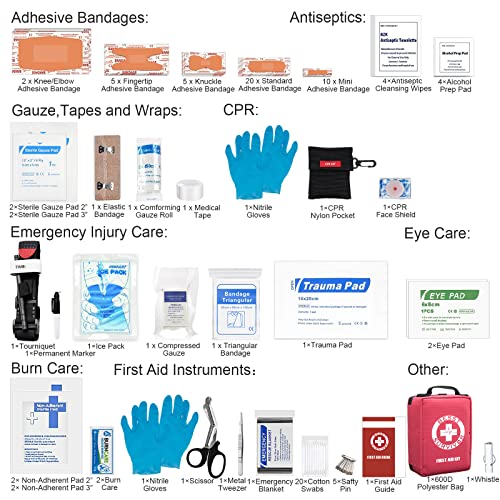 【2022 Upgrade】Compact First Aid Kit with Tourniquet - Trauma Kit with Label...
