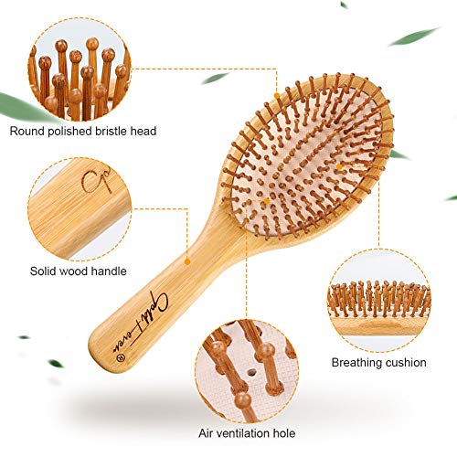 BestFire 6 in 1 Hair Brush Comb for Men Women Handle Bamboo Bristle Hairbrush...