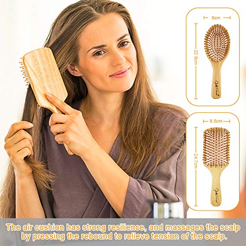 BestFire 6 in 1 Hair Brush Comb for Men Women Handle Bamboo Bristle Hairbrush...