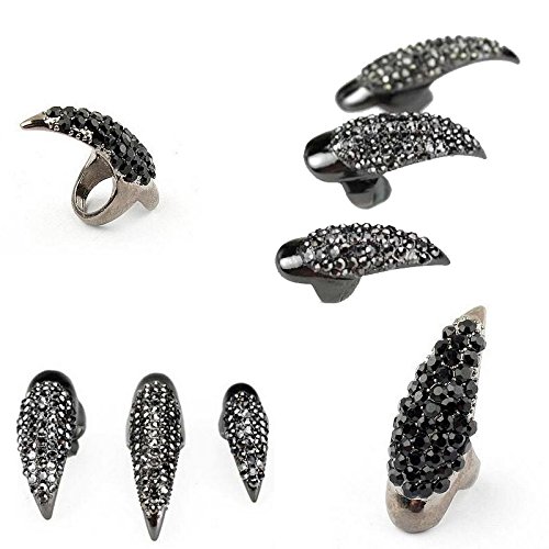 Bestga 10 PCS Halloween Costume Claws Fake Nails Ring Set, Gothic Punk 3 Size...