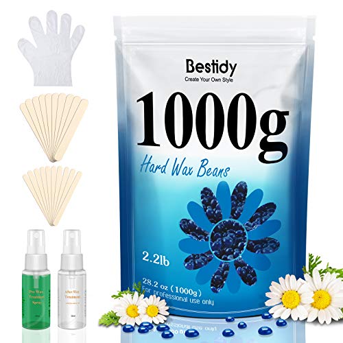 Bestidy Wax Beads 1000g/2.2lb/35oz，Waxing Kits for Hair Removal with 2 Wax T...