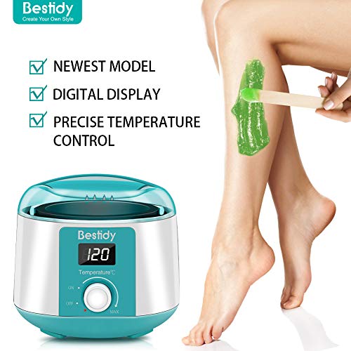 Bestidy Waxing Kit for Women and Men Home Wax Warmer with 5 Pack Hard Wax Bea...