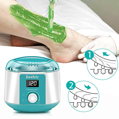 Bestidy Waxing Kit for Women and Men Home Wax Warmer with 5 Pack Hard Wax Bea...