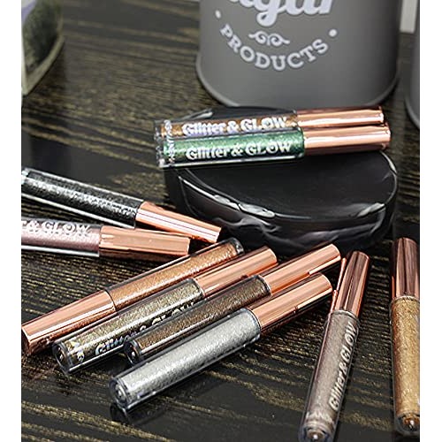 10 Colors Liquid Glitter Eyeshadow Set, Metallic Glitter Shimmer Smokey Eye L...