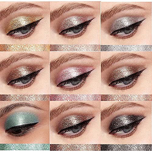 10 Colors Liquid Glitter Eyeshadow Set, Metallic Glitter Shimmer Smokey Eye L...