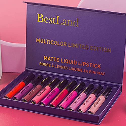 10pcs/Set Makeup Matte Lipstick Lip Kit, Velvety Liquid Lipstick Waterproof L...