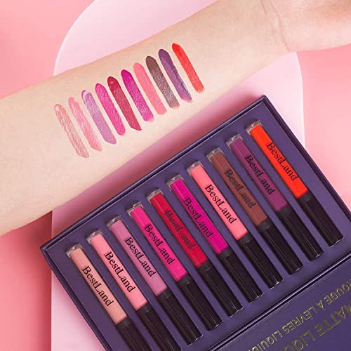 10pcs/Set Makeup Matte Lipstick Lip Kit, Velvety Liquid Lipstick Waterproof L...
