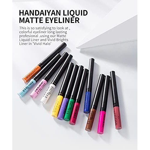 12 Colors Matte Liquid Eyeliner Set Rainbow Colorful Neon Eyeliner Pencil Pig...
