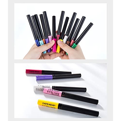 12 Colors Matte Liquid Eyeliner Set Rainbow Colorful Neon Eyeliner Pencil Pig...