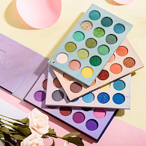 60 Colors Eyeshadow Palette, 4 in1 Color Board Makeup Palette Set Highly Pigm...