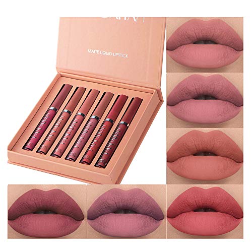 6Pcs Matte Liquid Lipstick Makeup Set, Matte liquid Long-Lasting Wear Non-Sti...
