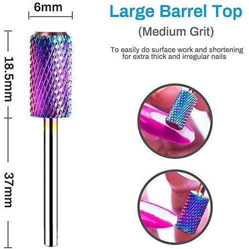 BestMal Nail Drill Bit Set 7Pcs Nail Drill Bits 3/32" Shank Tungsten Steel Ca...