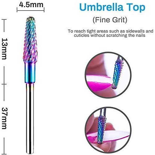 BestMal Nail Drill Bit Set 7Pcs Nail Drill Bits 3/32" Shank Tungsten Steel Ca...