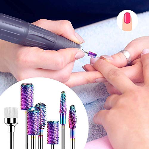 BestMal Nail Drill Bit Set 7Pcs Nail Drill Bits 3/32" Shank Tungsten Steel Ca...