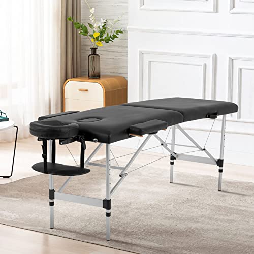 Aluminium Massage Table Portable Massage Table 73 Inch 2 Fold Portable Massag...