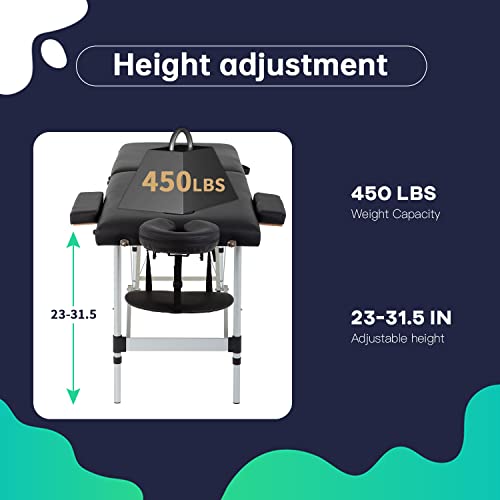 Aluminium Massage Table Portable Massage Table 73 Inch 2 Fold Portable Massag...