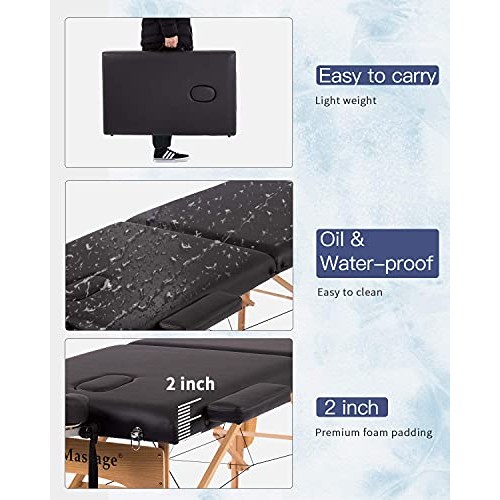 Massage Table Massage Bed Spa Bed 84 Inches PU Portable Massage Bed 2 Fold He...