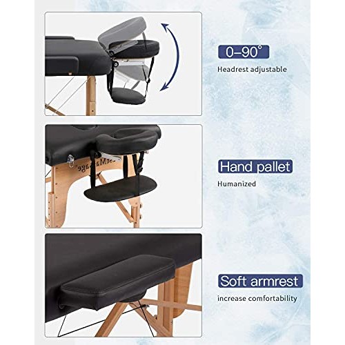 Massage Table Massage Bed Spa Bed 84 Inches PU Portable Massage Bed 2 Fold He...