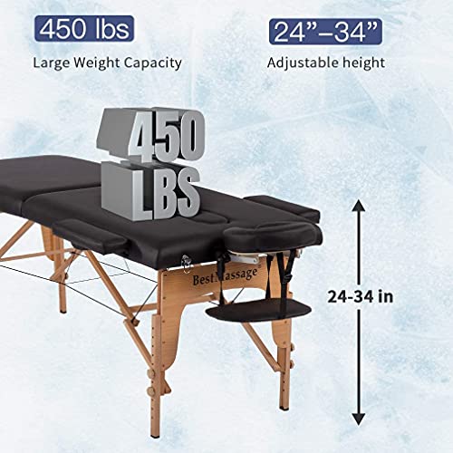 Massage Table Massage Bed Spa Bed 84 Inches PU Portable Massage Bed 2 Fold He...