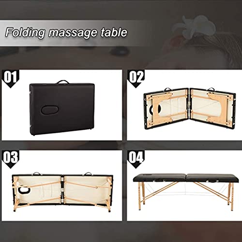Massage Table Massage Bed Spa Bed 84 Inches PU Portable Massage Bed 2 Fold He...