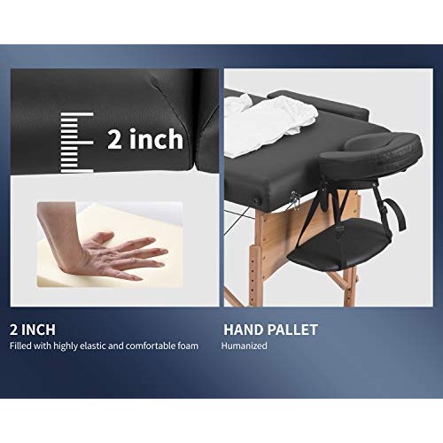 Massage Table Massage Bed Spa Bed Heigh Adjustable 3 Fold 84 Inch Massage Tab...