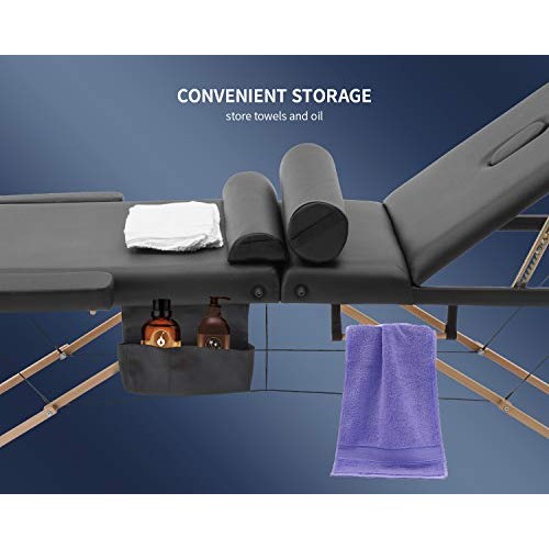 Massage Table Massage Bed Spa Bed Heigh Adjustable 3 Fold 84 Inch Massage Tab...