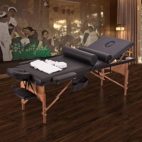 Massage Table Massage Bed Spa Bed Heigh Adjustable 3 Fold 84 Inch Massage Tab...
