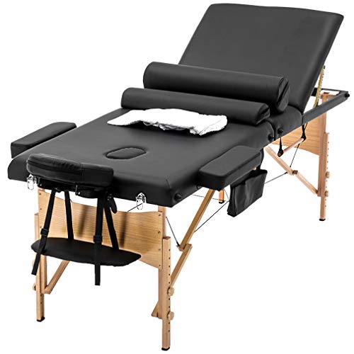 Massage Table Massage Bed Spa Bed Heigh Adjustable 3 Fold 84 Inch Massage Tab...