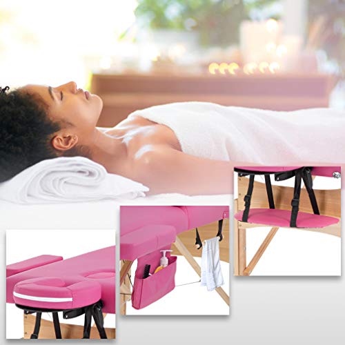 Massage Table Massage Bed Spa Bed Height Adjustable 2 Fold Portable 73 Inches...